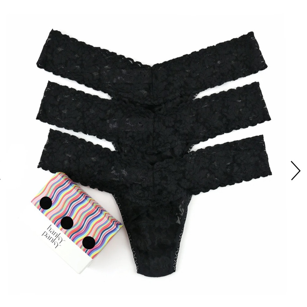NWT 3 pack Hanky Panky Signature Lace Low Rise Thong Panties Gift Set OSFM